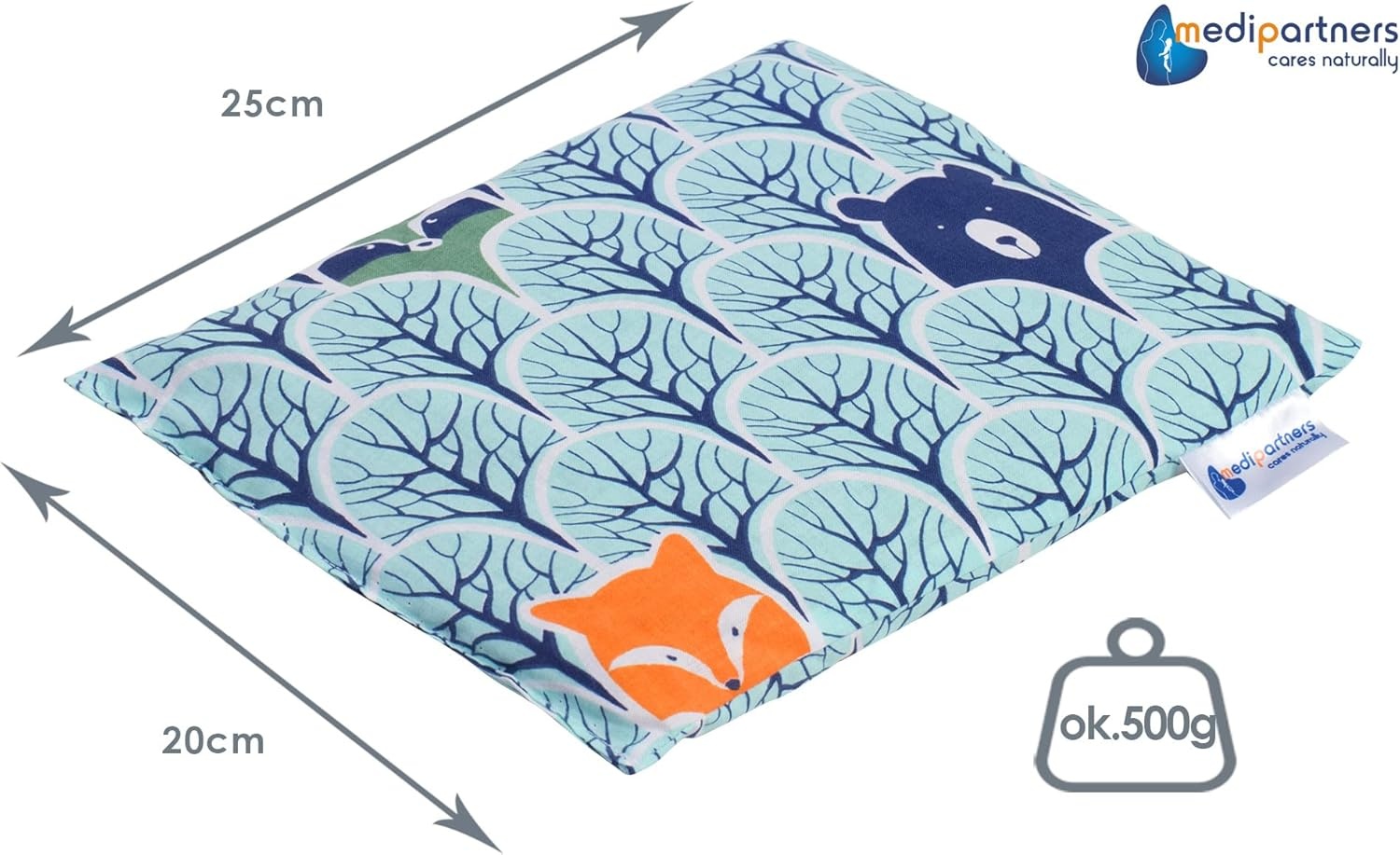 Medi Partners Kerspit Kussen 500g - Warmte & Koude Therapie - Natuurlijk Katoen - Boskleur