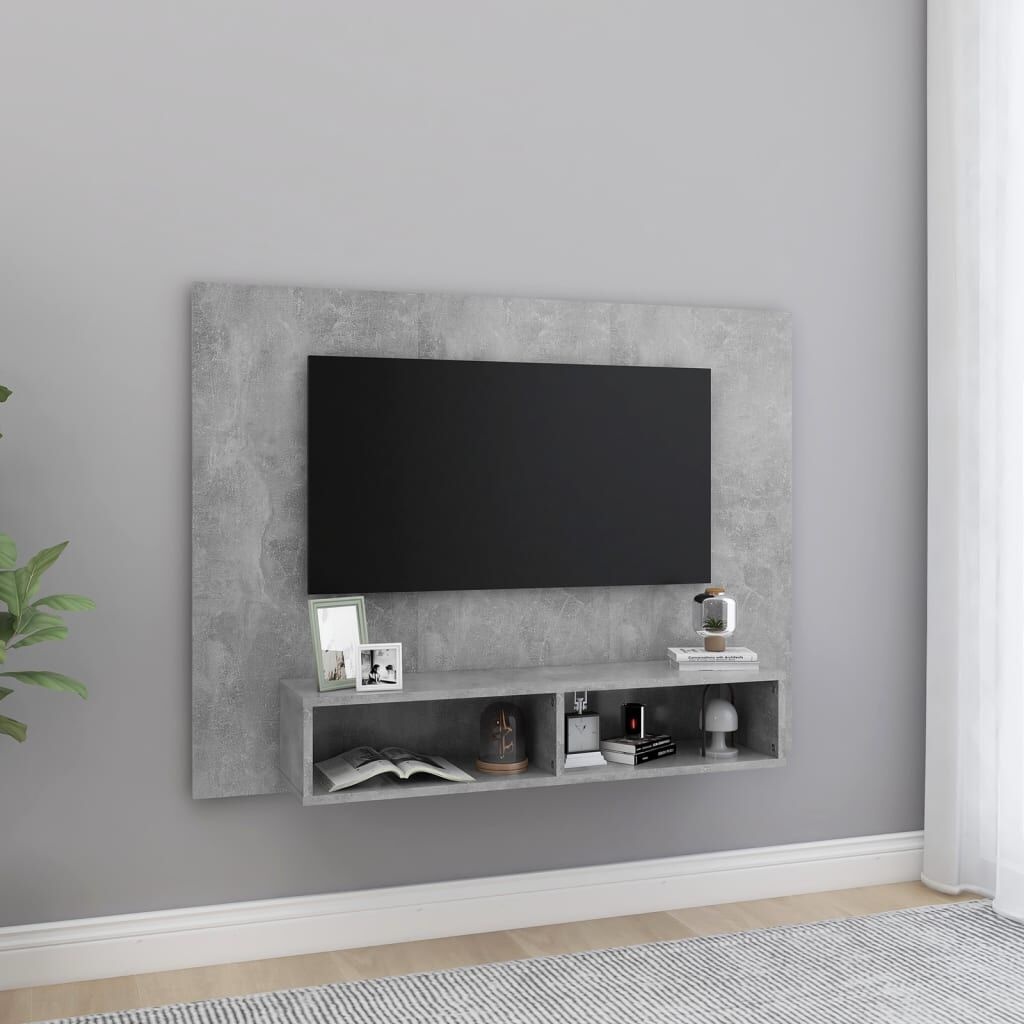 TV-meubel 120x23.5x90cm Bewerkt Hout Betongrijs (69% Korting)