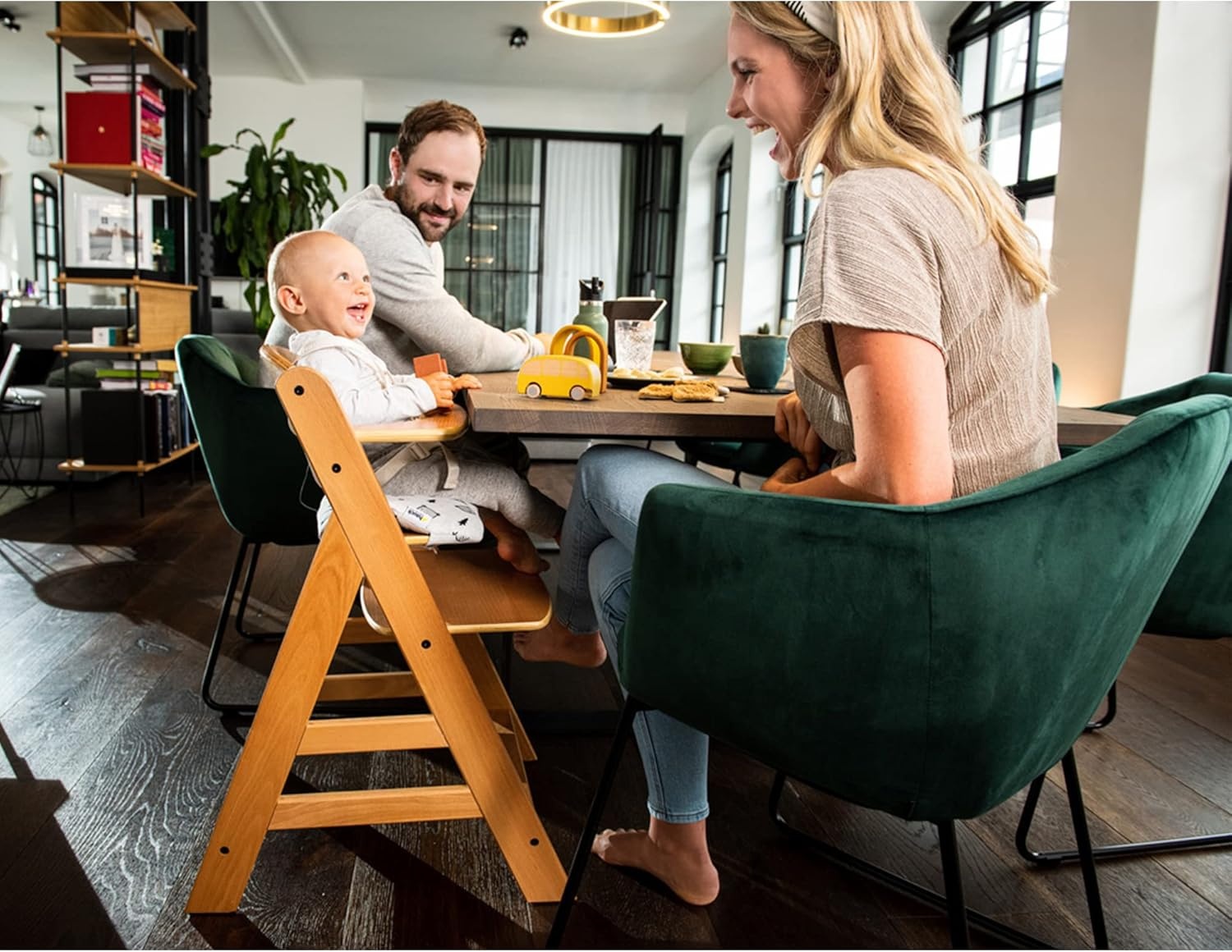 Hauck Alpha+ houten verstelbare kinderstoel met 5-punts harnas vanaf 6 maanden tot 90 kg, geschikt voor Hauck Alpha wipstoeltje vanaf de geboorte, meegroeistoel - natuur