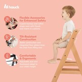 Hauck Alpha+ houten verstelbare kinderstoel met 5-punts harnas vanaf 6 maanden tot 90 kg, geschikt voor Hauck Alpha wipstoeltje vanaf de geboorte, meegroeistoel - natuur