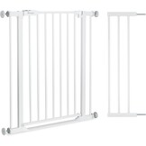 hauck Clear Step 2 + 21 cm Verlenging, Wit - Kinderveiligheidshekje & Hondenhekje, 96-101 cm Verstelbaar, 77 cm Hoog, Lage Drempel, Eénhandige Opening, Zonder Boren