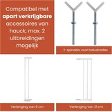 hauck Clear Step 2 + 21 cm Verlenging, Wit - Kinderveiligheidshekje & Hondenhekje, 96-101 cm Verstelbaar, 77 cm Hoog, Lage Drempel, Eénhandige Opening, Zonder Boren