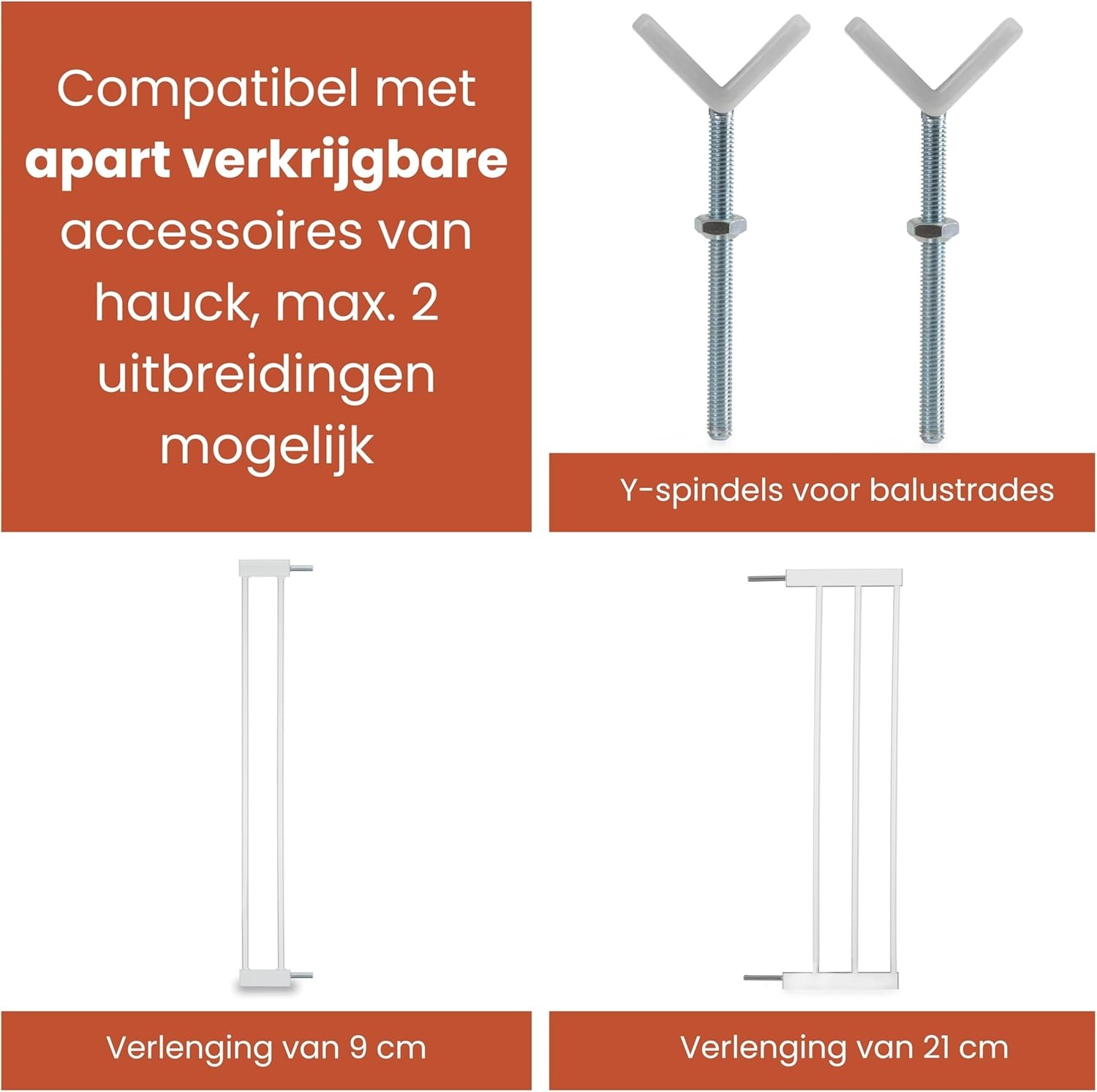 hauck Clear Step 2 + 21 cm Verlenging, Wit - Kinderveiligheidshekje & Hondenhekje, 96-101 cm Verstelbaar, 77 cm Hoog, Lage Drempel, Eénhandige Opening, Zonder Boren
