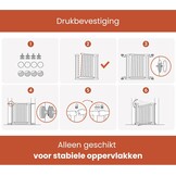 hauck Clear Step 2 + 21 cm Verlenging, Wit - Kinderveiligheidshekje & Hondenhekje, 96-101 cm Verstelbaar, 77 cm Hoog, Lage Drempel, Eénhandige Opening, Zonder Boren