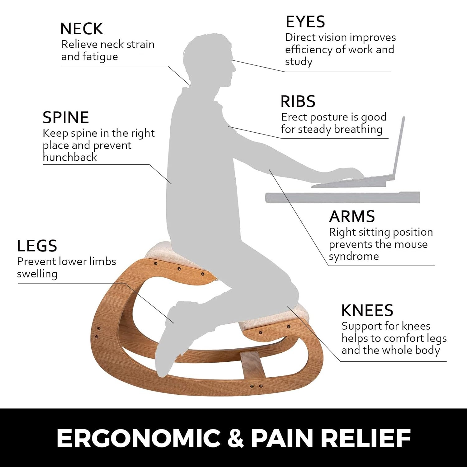 Ergonomische Kniekruk met Korting | 34% Korting | Hout & Wit