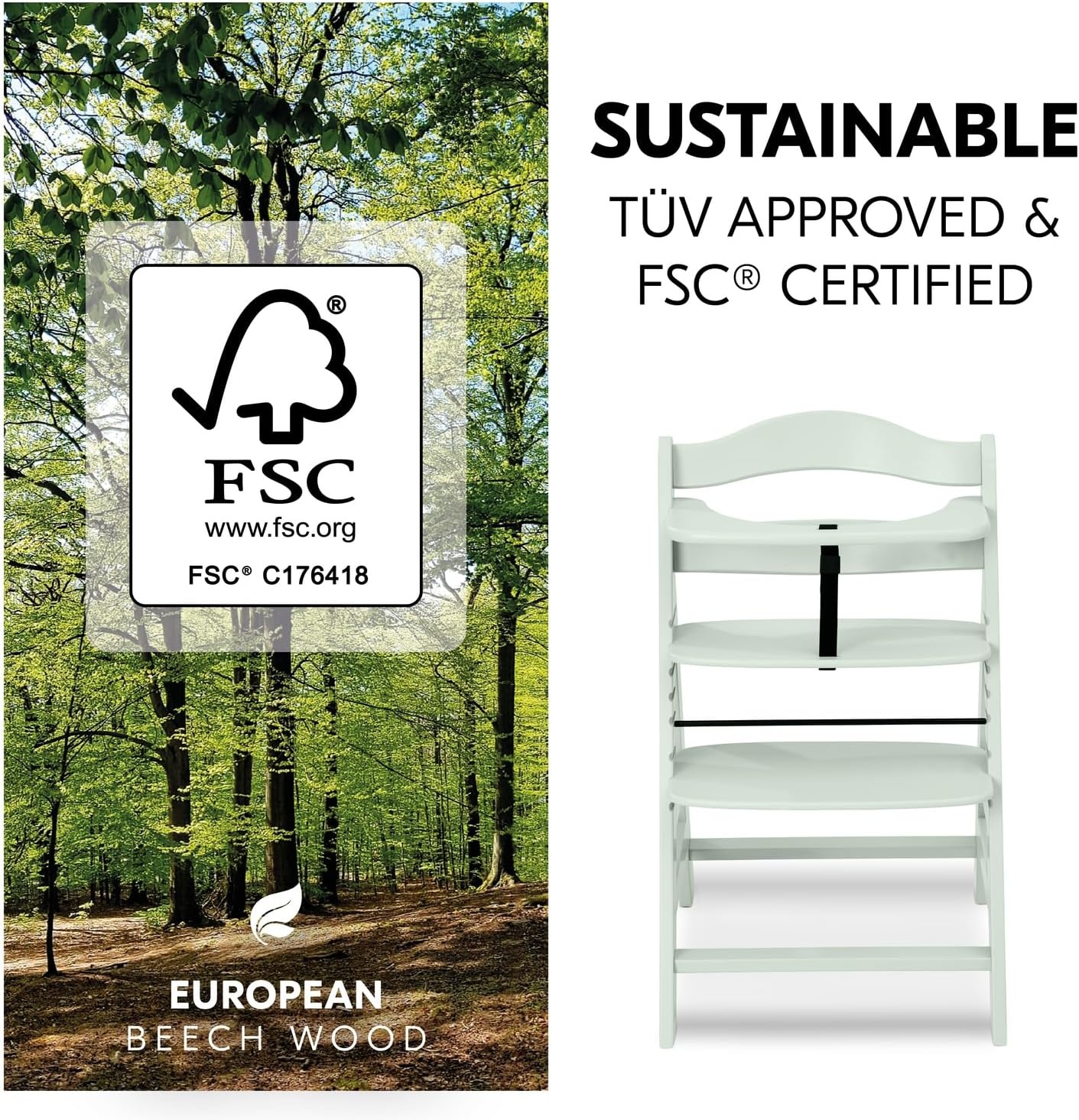 Kinderstoel Alpha+ Mint - Meegroeibaar - FSC Beukenhout - 34% Korting