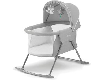 Baby wieg/reiswieg 3-in-1 met schommel - Grijs (29% korting)