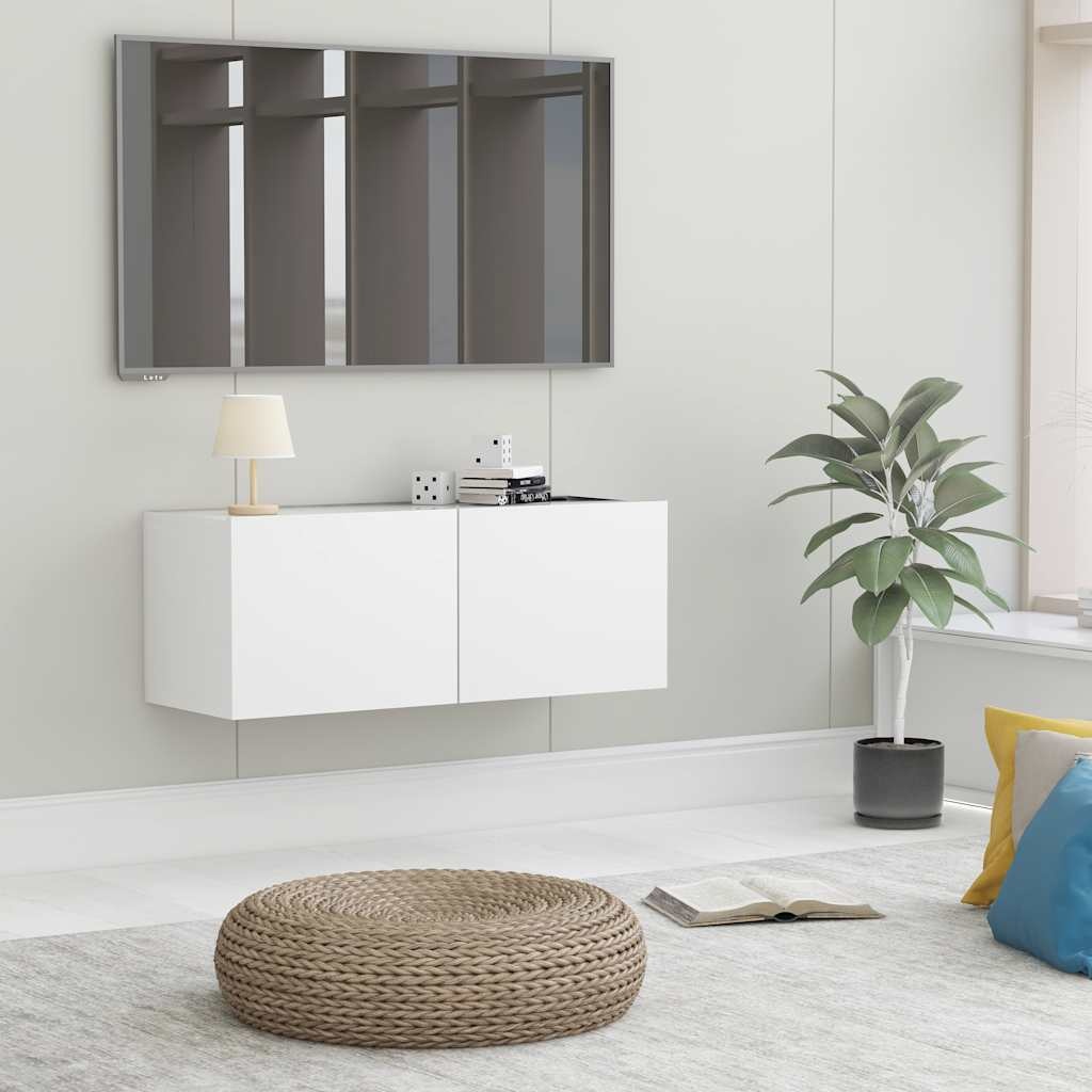 vidaXL TV-meubel Wit Bewerkt Hout - 80x30x30 cm - 45% Korting