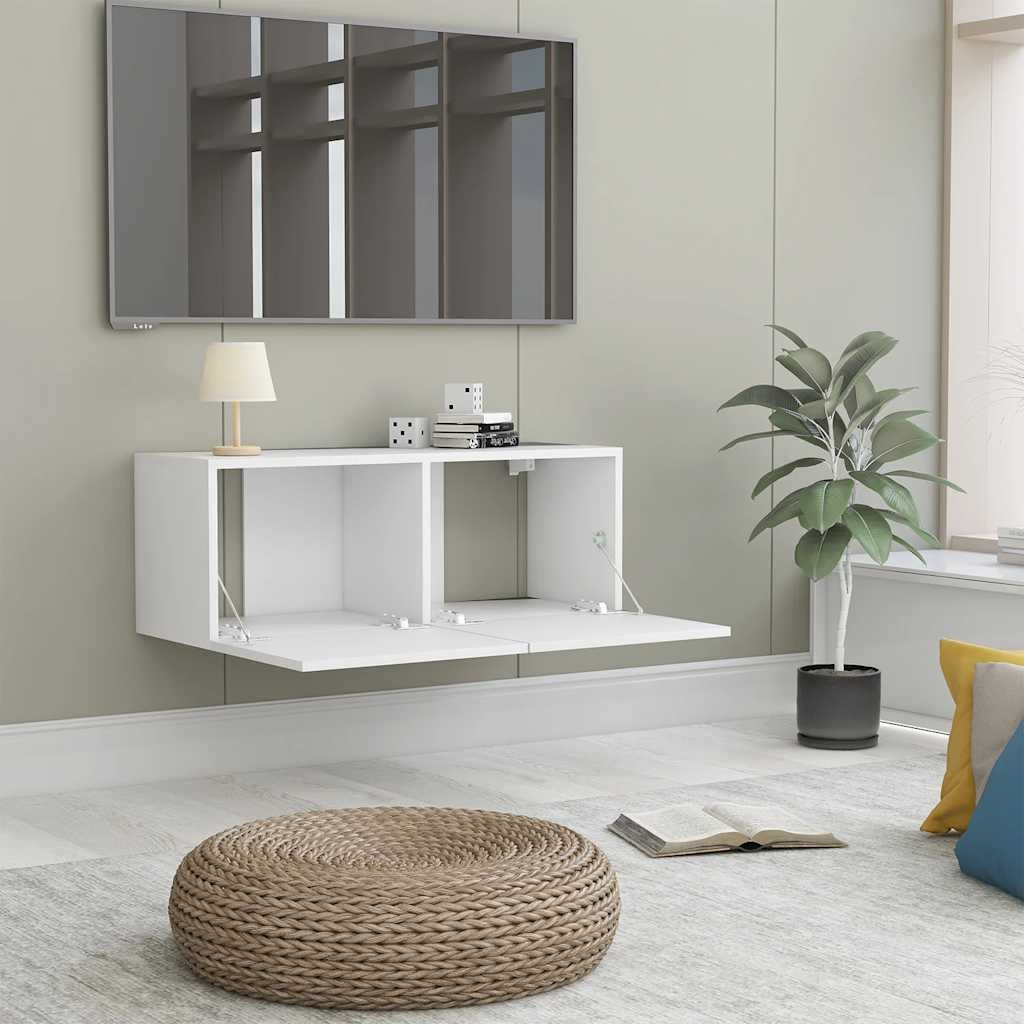 vidaXL TV-meubel Wit Bewerkt Hout - 80x30x30 cm - 45% Korting