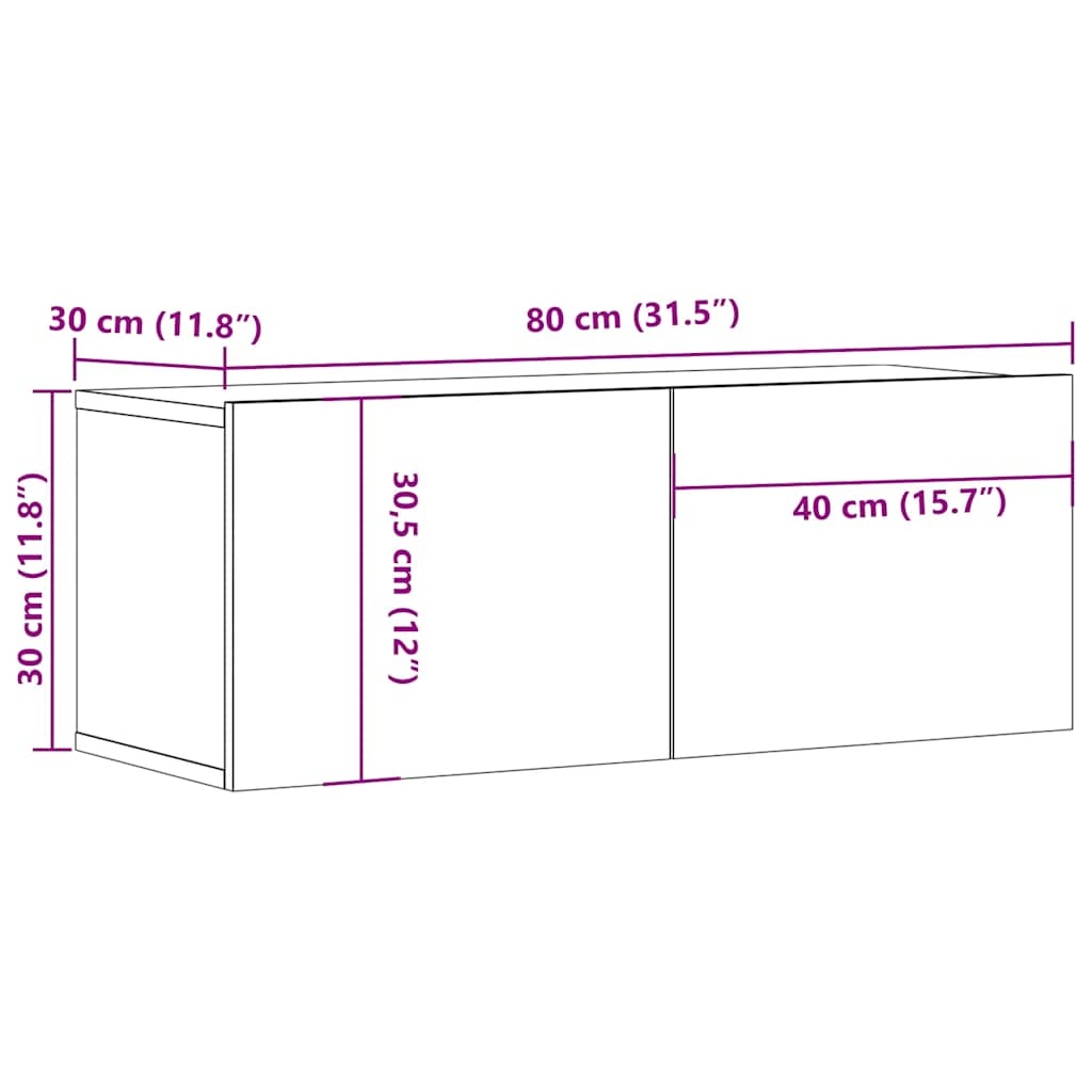 vidaXL TV-meubel Wit Bewerkt Hout - 80x30x30 cm - 45% Korting
