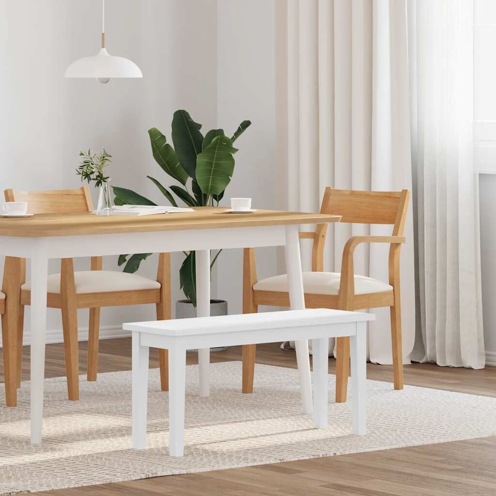 vidaXL Bank Massief Rubberhout Wit 90cm - 34% Korting!