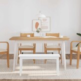 vidaXL Bank Massief Rubberhout Wit 90cm - 34% Korting!