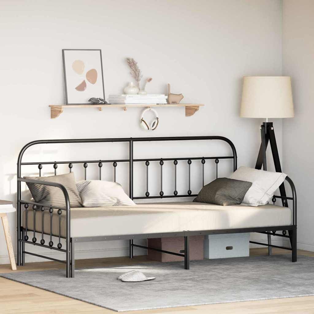 VidaXL Daybed Frame Zwart Staal 90x200cm - 35% Korting