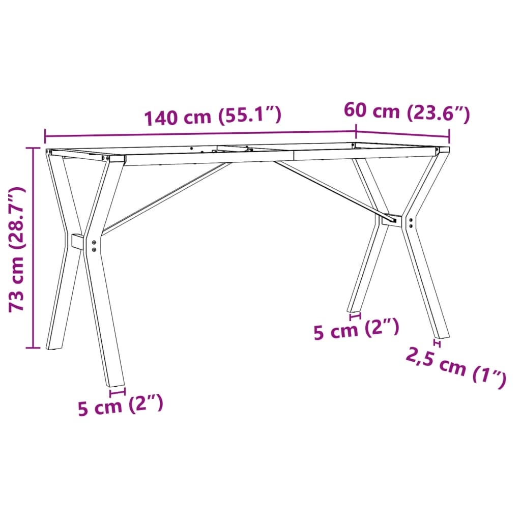 vidaXL Eettafelpoten Y-frame 140x60x73 cm gietijzer