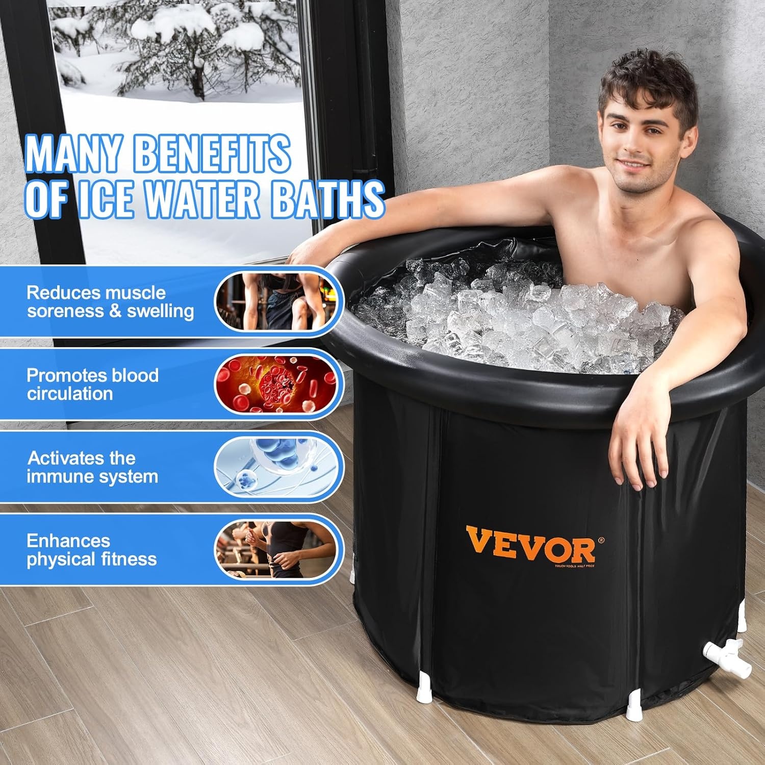Draagbaar IJsbad - 34% Korting! 290L Koudwatertherapie