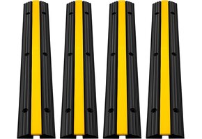 4x Rubber/PVC Kabelgootbeschermer Zwart/Geel - 8 Ton Draagkracht