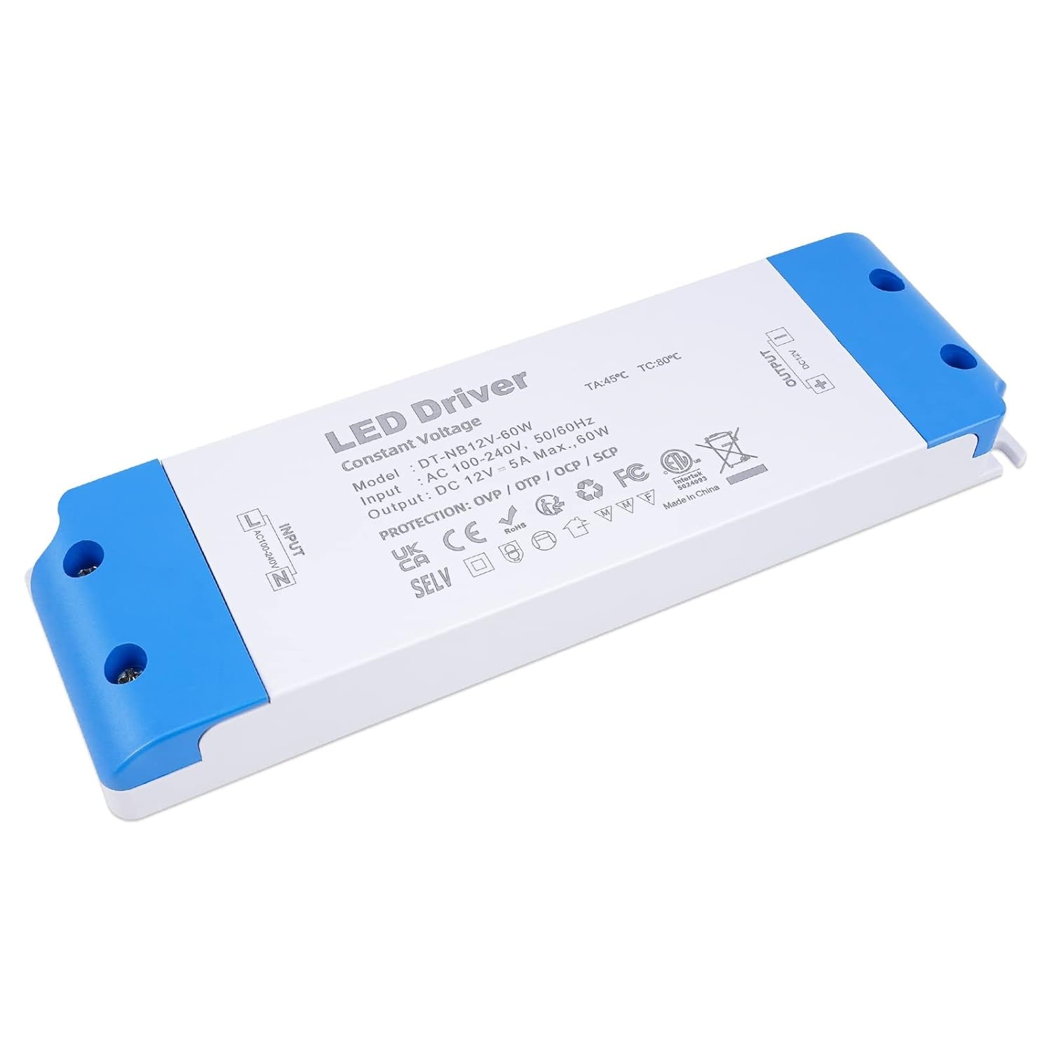 Bespaar 28%: Dunne LED Transformator 60W 12V DC IP44