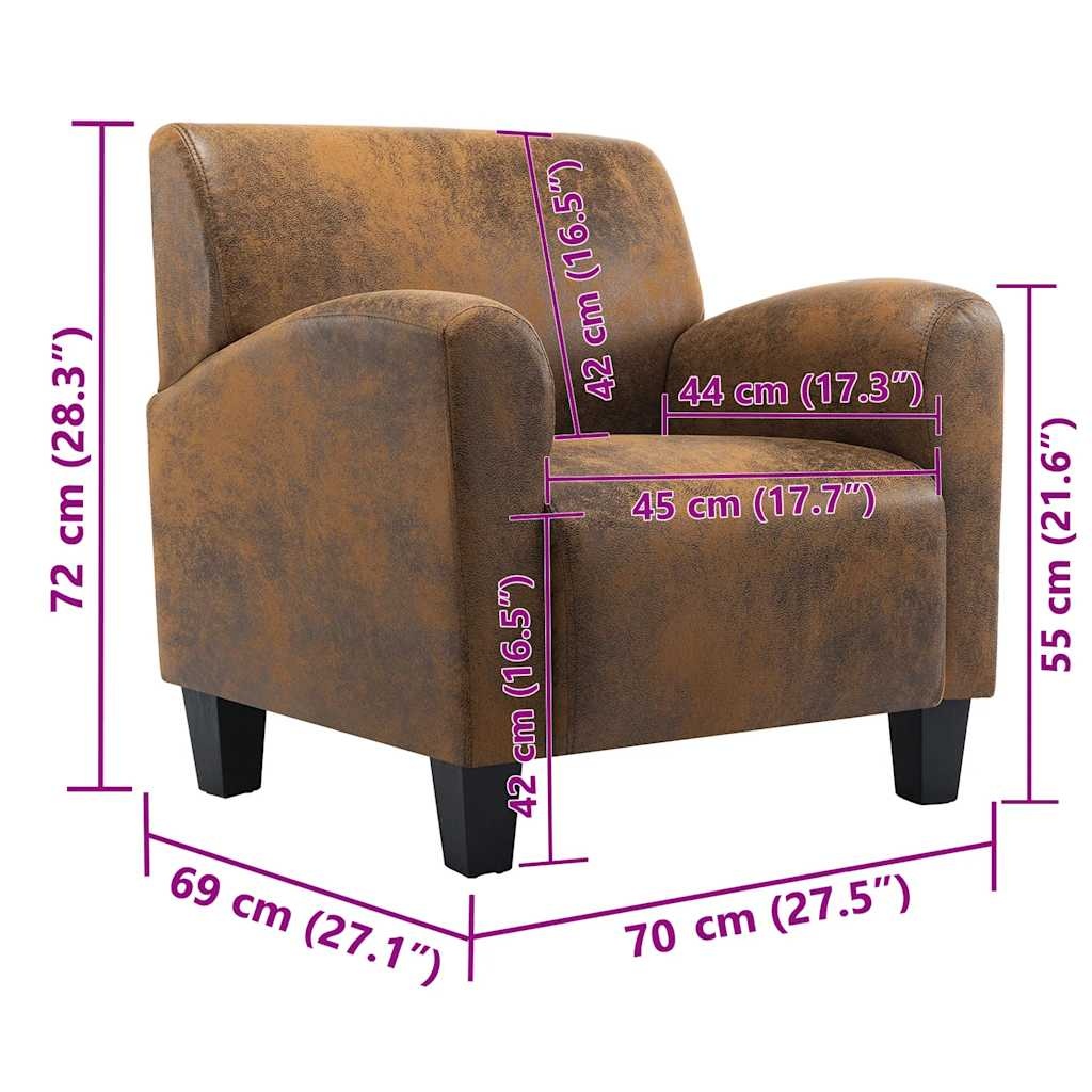Bruine Kunstsuède Fauteuil - Tijdloze Stijl met 52% Korting
