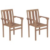 VidaXL Stapelbare Tuinstoelen (2 stuks) - Massief Teakhout | 35% Korting