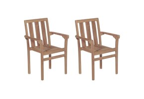 VidaXL Stapelbare Tuinstoelen (2 stuks) - Massief Teakhout | 35% Korting