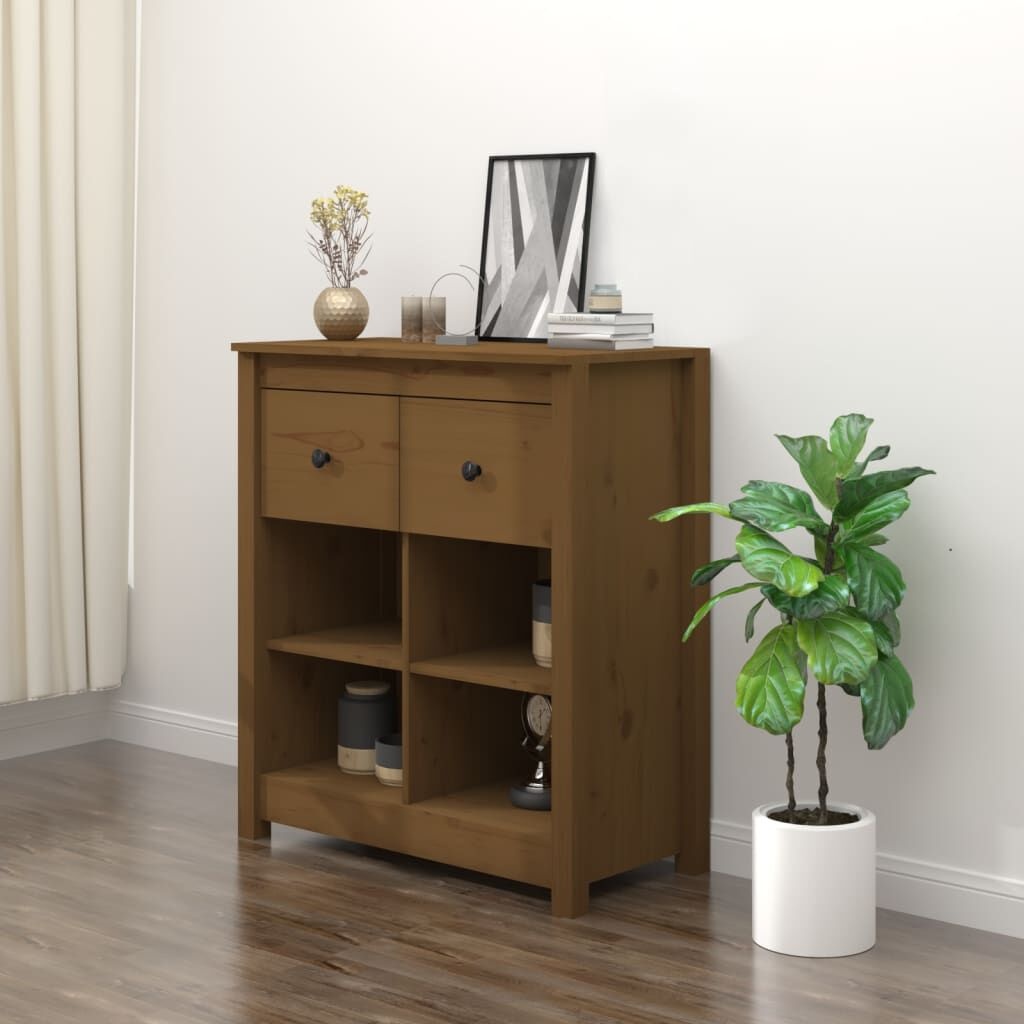 VidaXL Dressoir Grenenhout - 70x35x80 cm - Honingbruin - 59% Korting