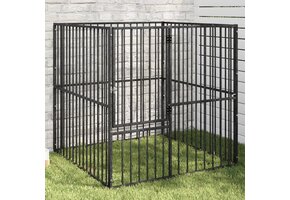 vidaXL Hondenkennel Zwart - 4 Panelen - 41% Korting!