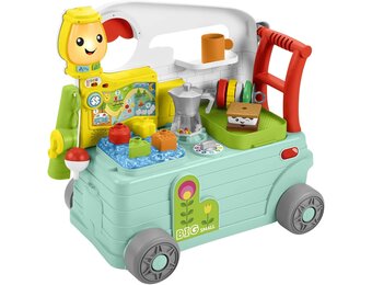 Fisher-Price - Lachen en leren, 3-in-1, duwspeelgoed voor eerste stappen en muzikaal activiteitencentrum, speelgoed voor kinderen van 9-36 maanden, HCK51