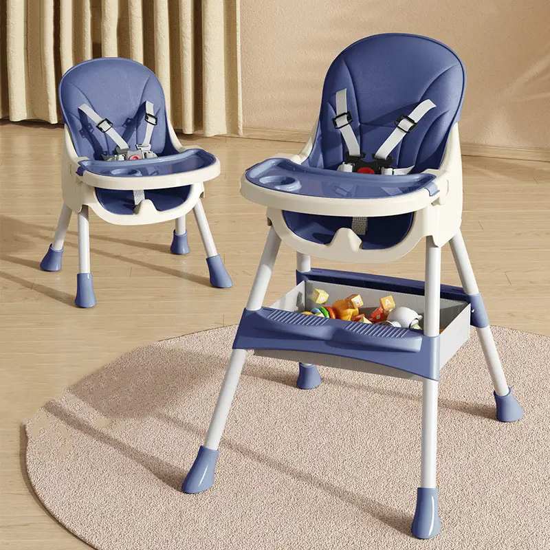 Kinderstoel meegroei - inklapbaar - met speelset - blauw