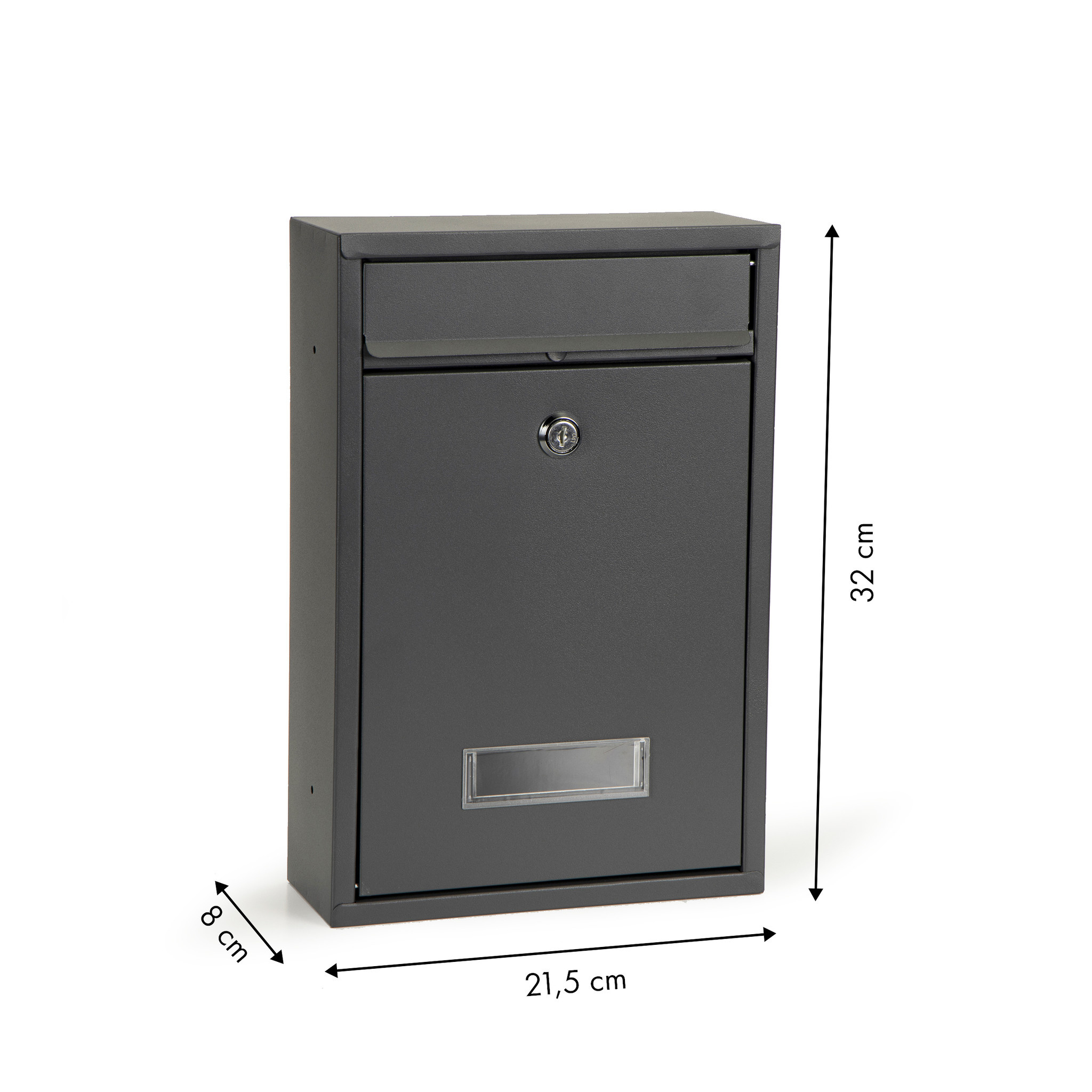 Brievenbus met venster 32 x 21,5 cm – Staal – Antraciet