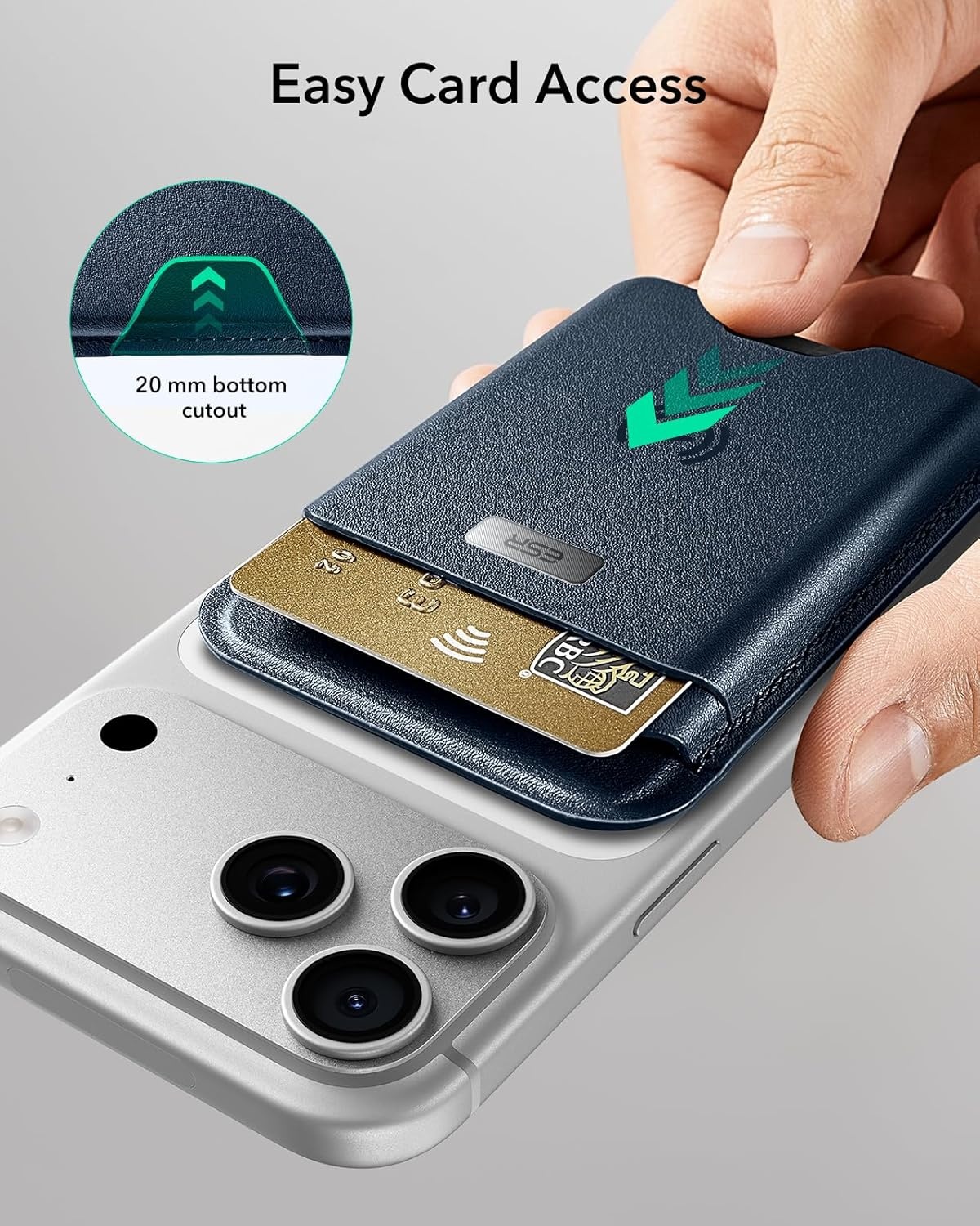 ESR MagSafe Wallet met Find My Functionaliteit en RFID-blokkering - Donkerblauw