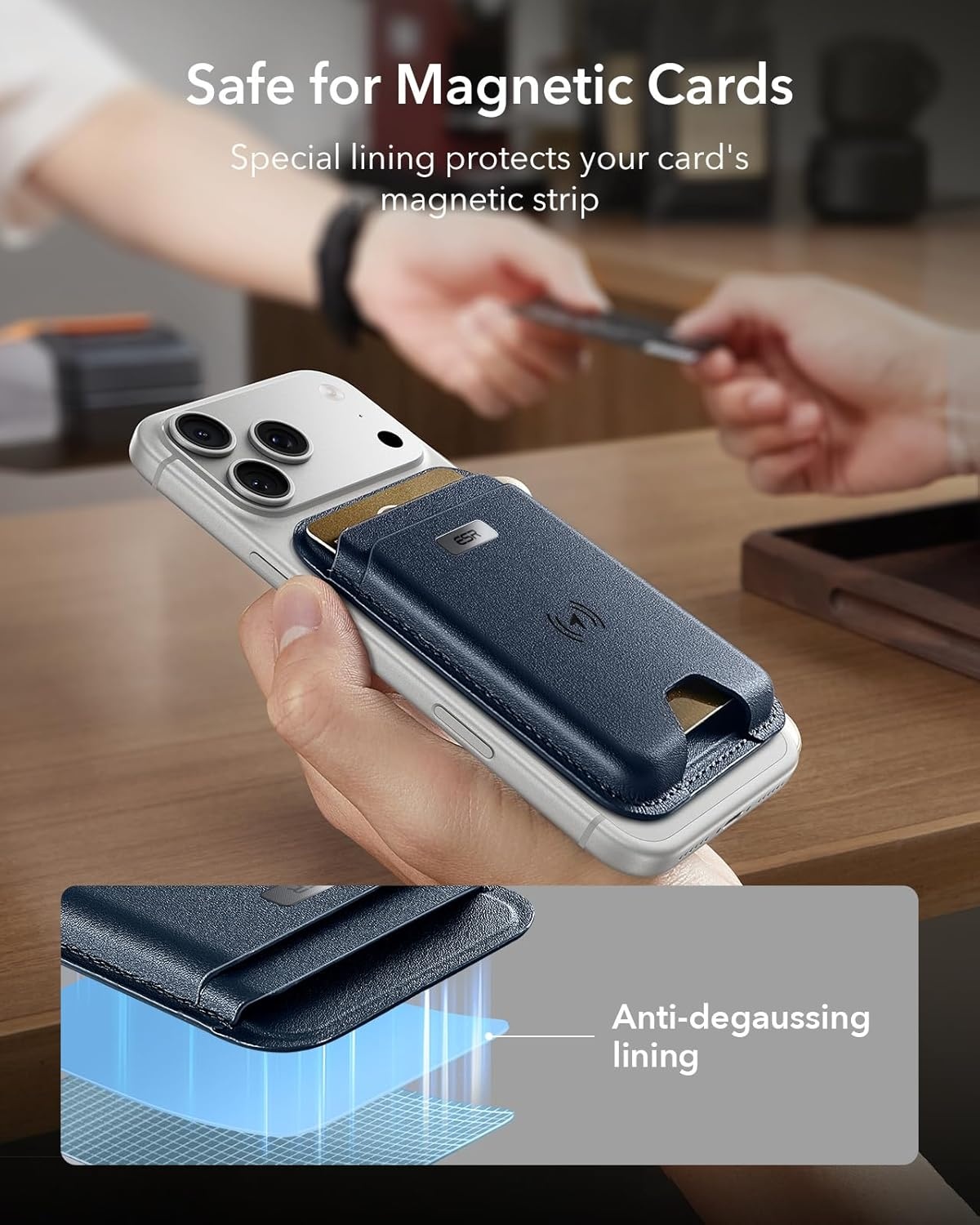ESR MagSafe Wallet met Find My Functionaliteit en RFID-blokkering - Donkerblauw