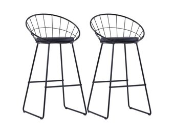 vidaXL Barstoelen 2 st kunstleer zwart