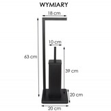 WC rolhouder staand met toiletborstel - 20x63cm - zwart