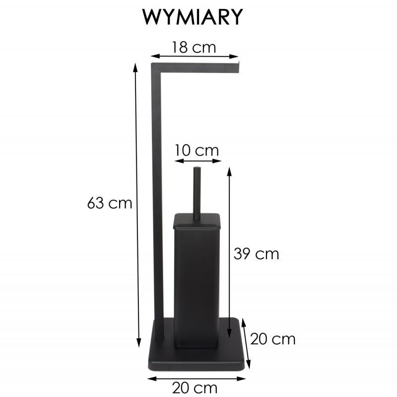 WC rolhouder staand met toiletborstel - 20x63cm - zwart