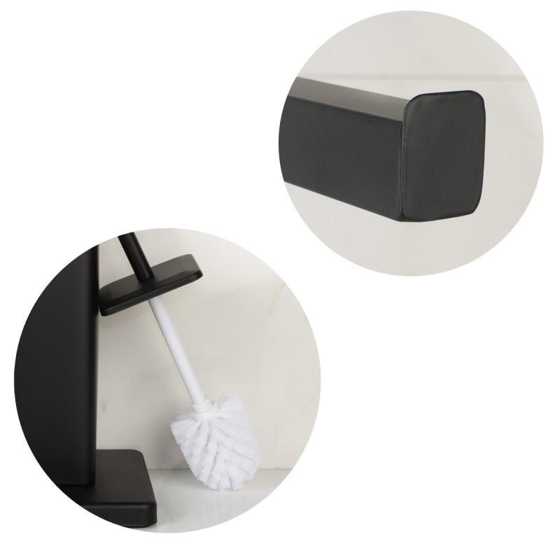 WC rolhouder staand met toiletborstel - 20x63cm - zwart