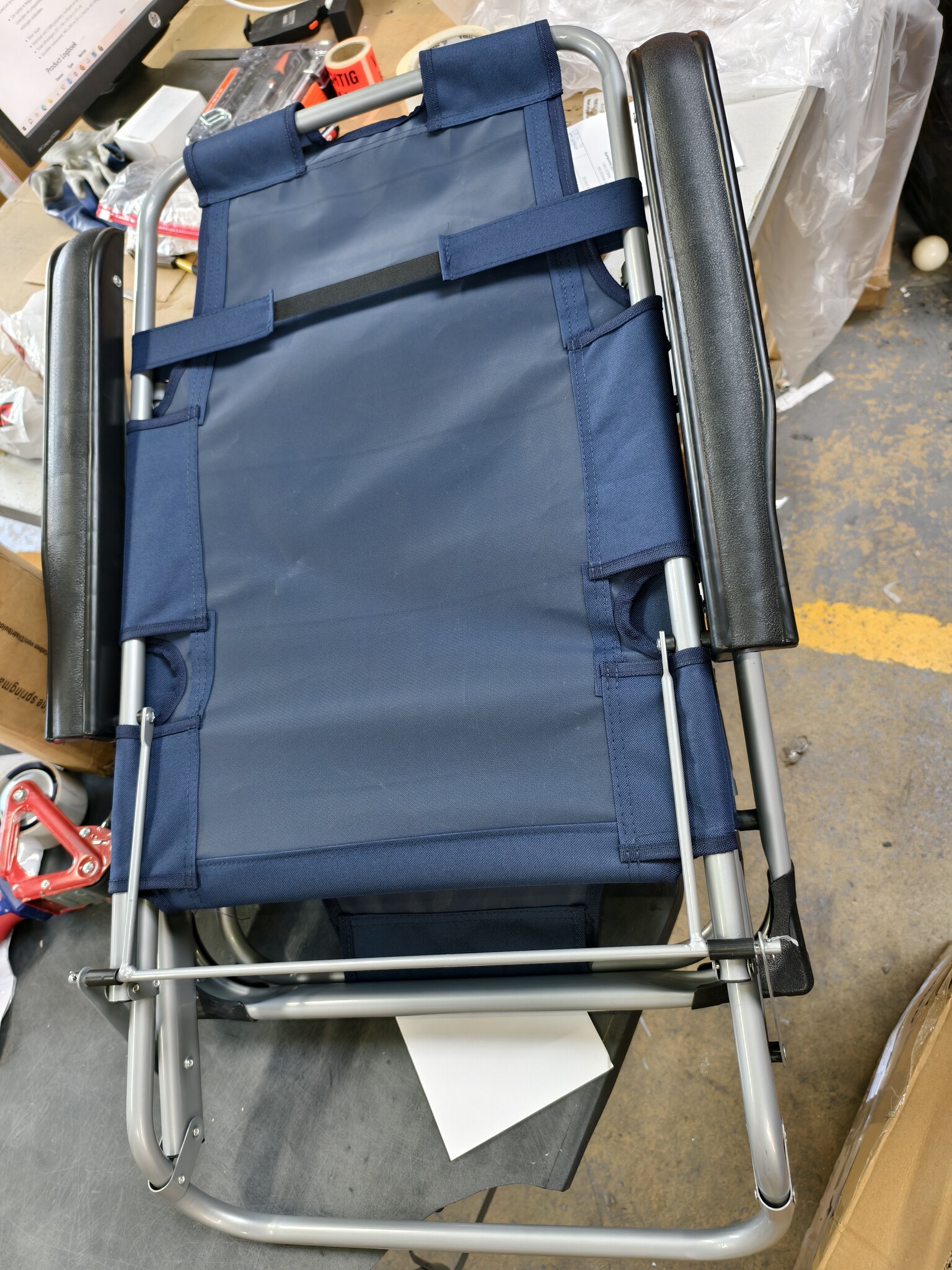 Tuin ligstoel 2in1 met hoofdsteun - Marineblauw - Tuinstoel