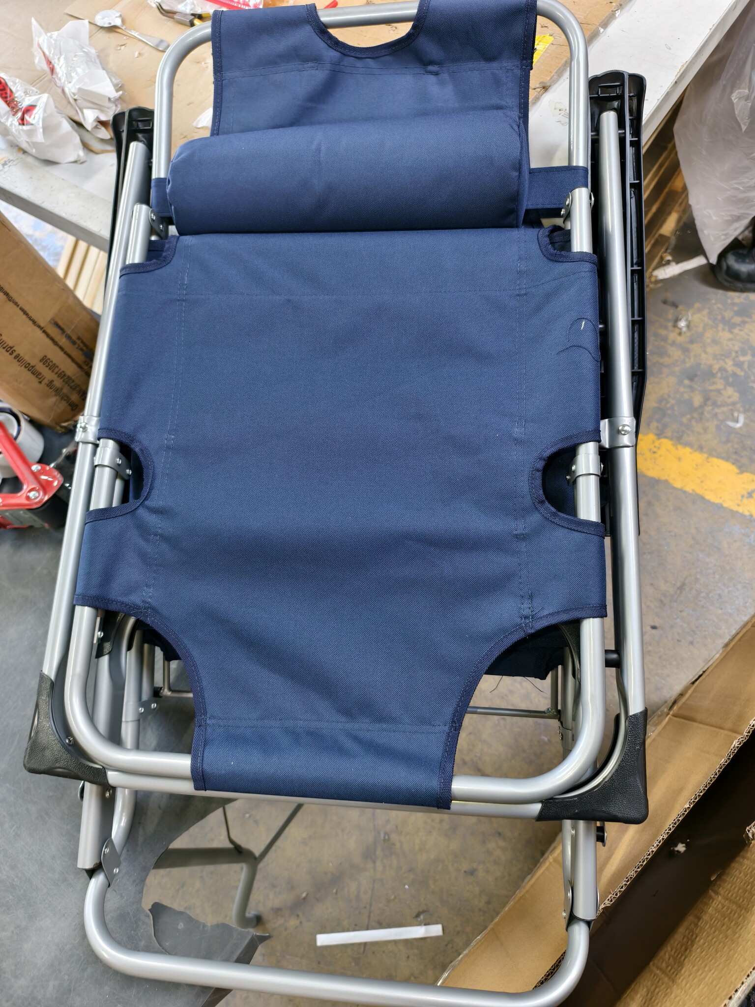 Tuin ligstoel 2in1 met hoofdsteun - Marineblauw - Tuinstoel