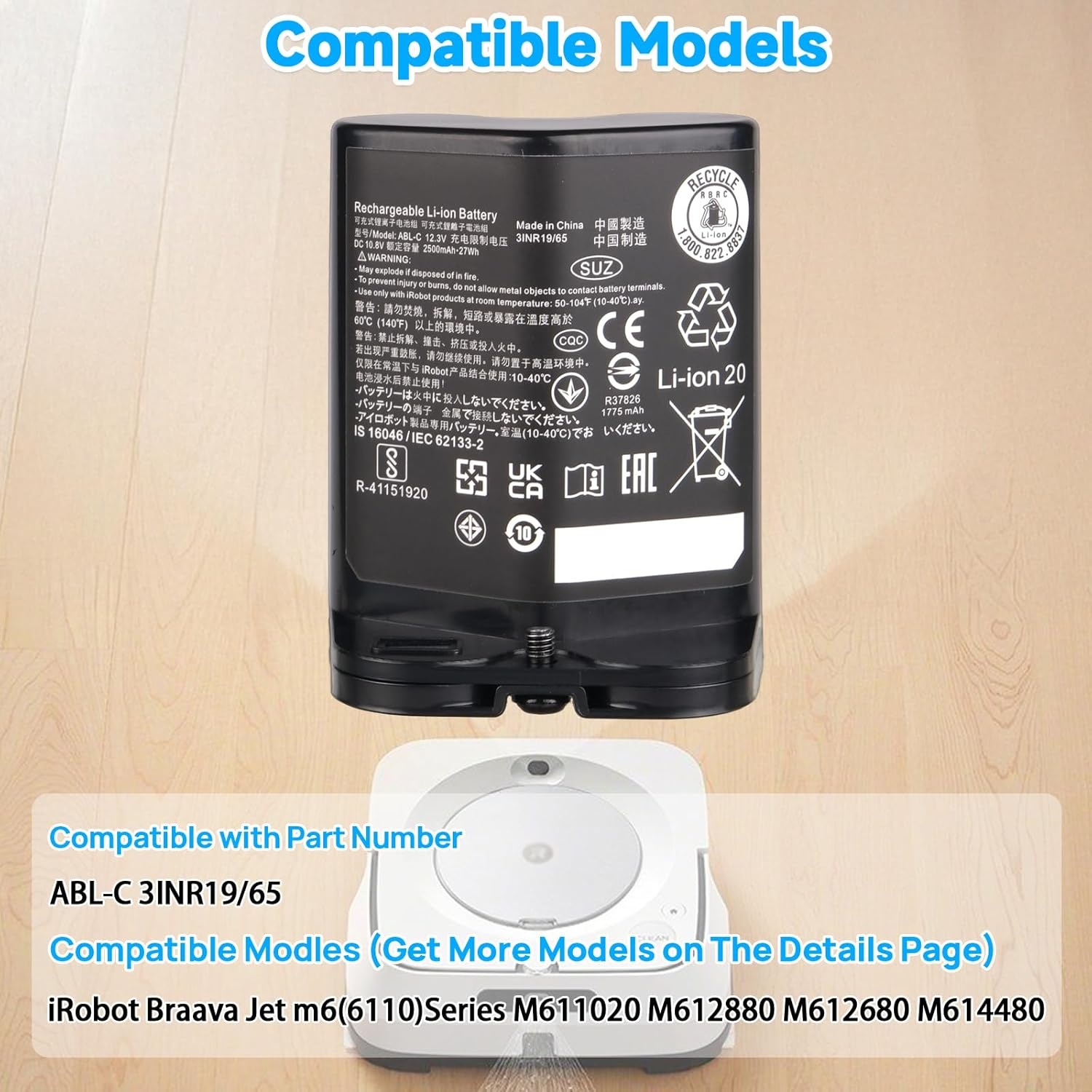 Accu voor iRobot Braava Jet M6 Serie - 74% Korting!