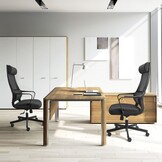 MELOKEA Bureaustoel, ergonomische bureaustoel, draaistoel met lendensteun en verstelbare hoofdsteun, in hoogte verstelbare stuurstoel, bureaustoel, zwart, groot