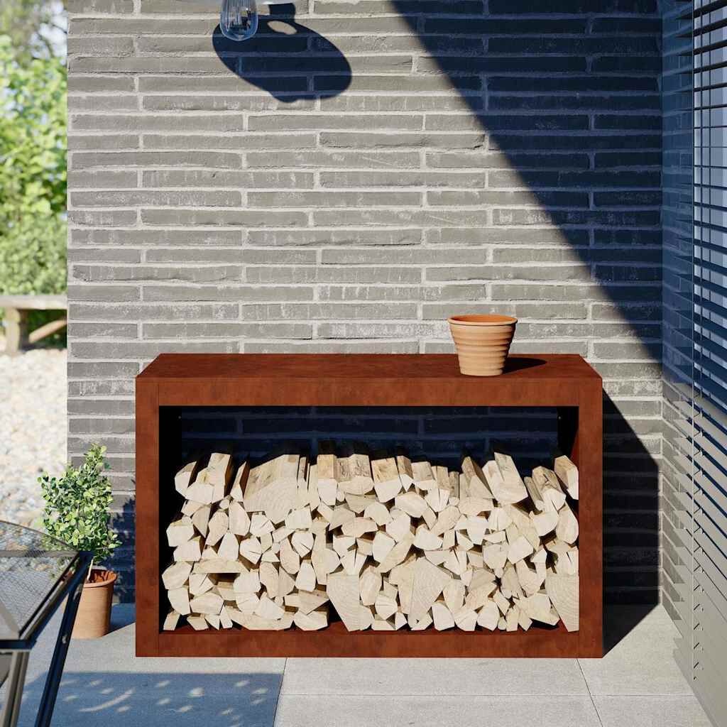 vidaXL Brandhoutrek 100x40x60 cm weervast staal