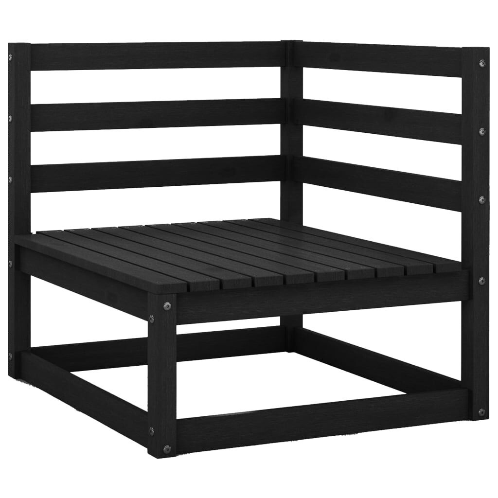 vidaXL 2-delige Loungeset met kussens massief grenenhout zwart
