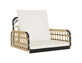 vidaXL Schommelstoel met kussens 63x58x39 cm poly rattan en staal
