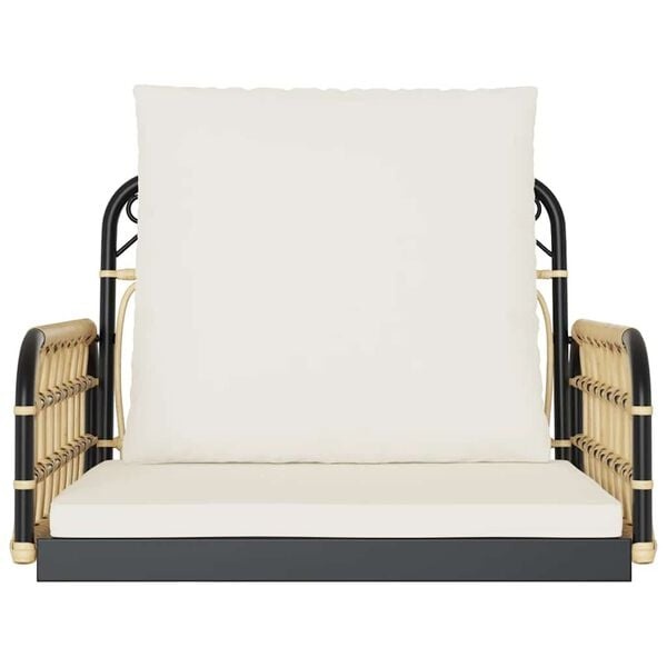vidaXL Schommelstoel met kussens 63x58x39 cm poly rattan en staal