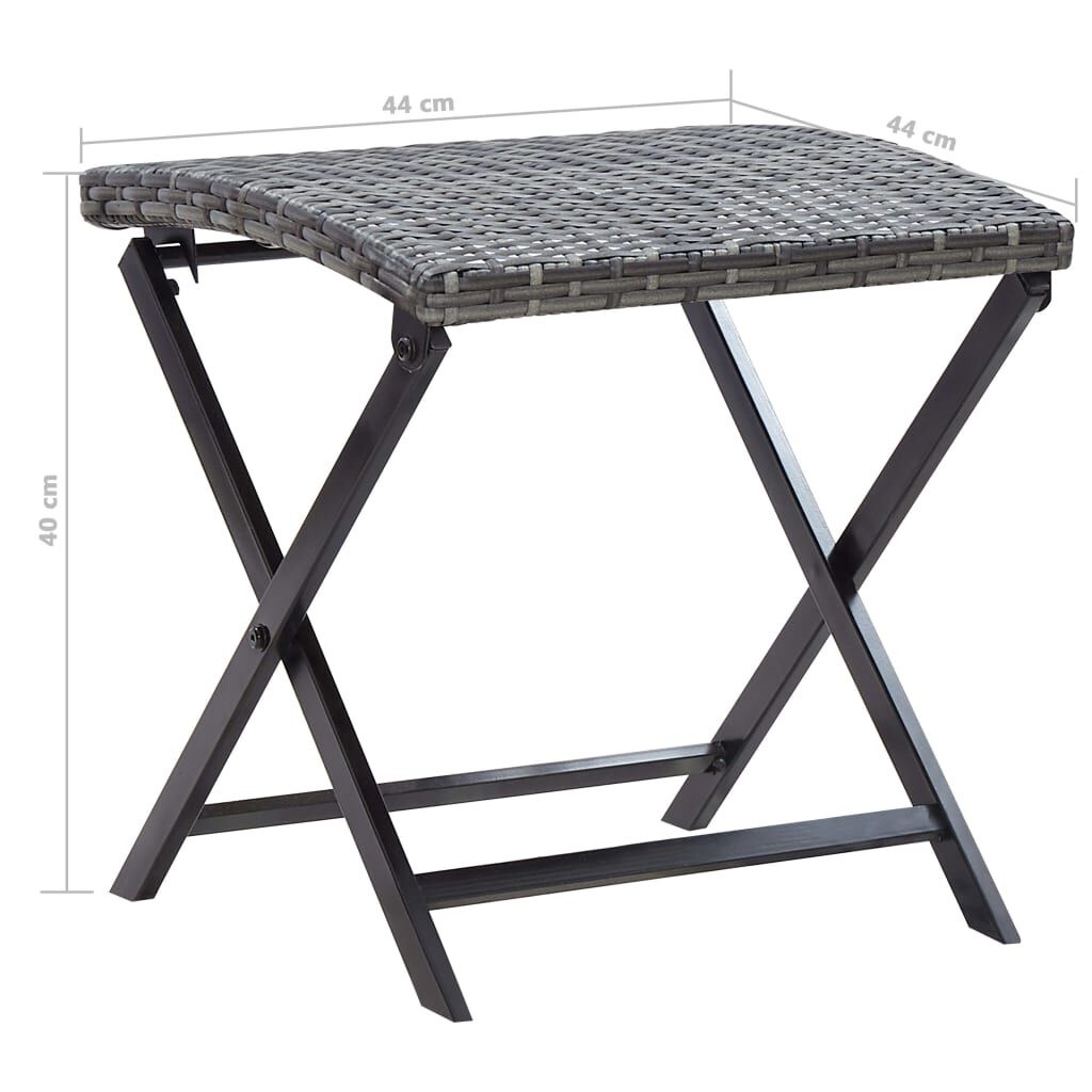 vidaXL Kruk inklapbaar poly rattan grijs