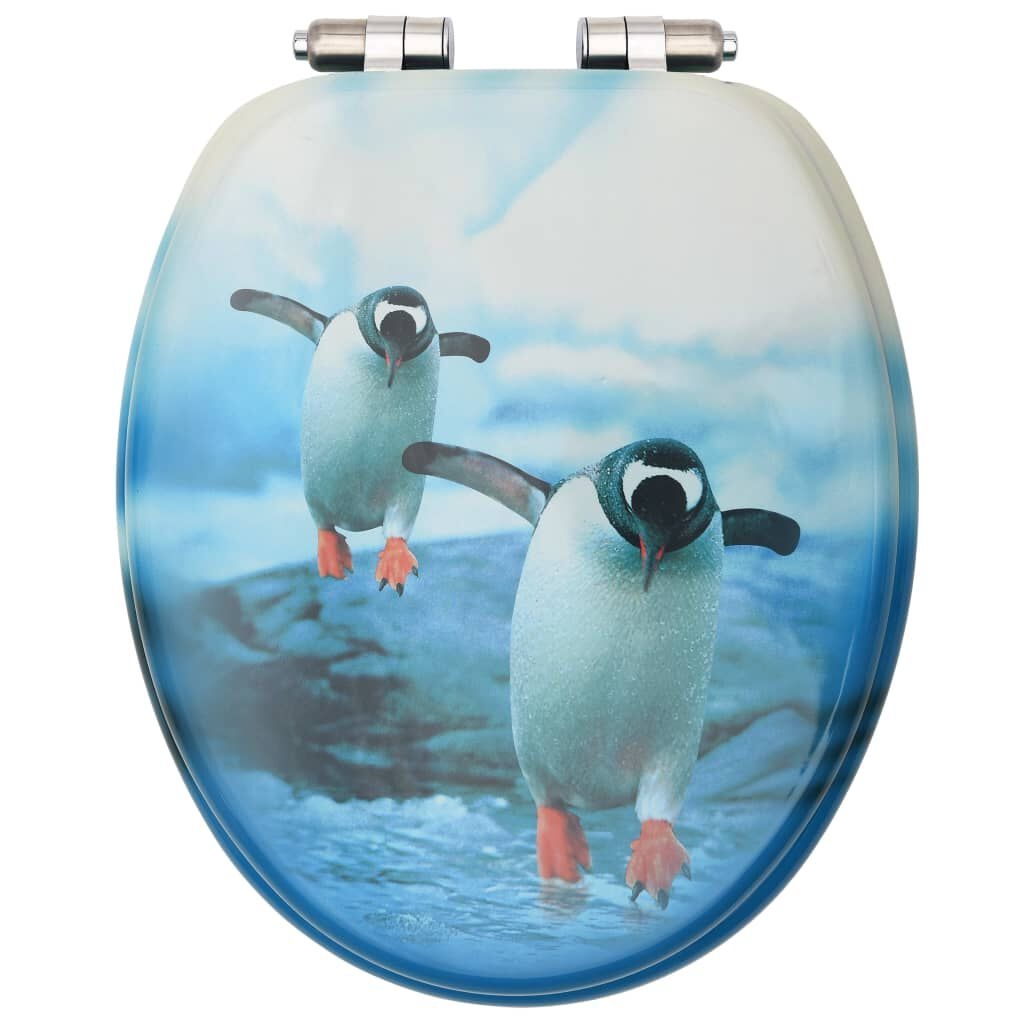 vidaXL Toiletbril met soft-close deksel pinguïn MDF