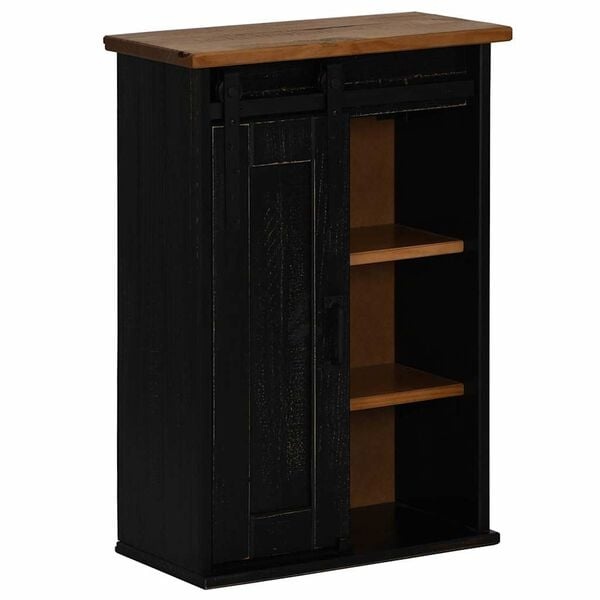 vidaXL Hangkast HALDEN met schuifdeur 49x22,5x70 cm grenenhout zwart