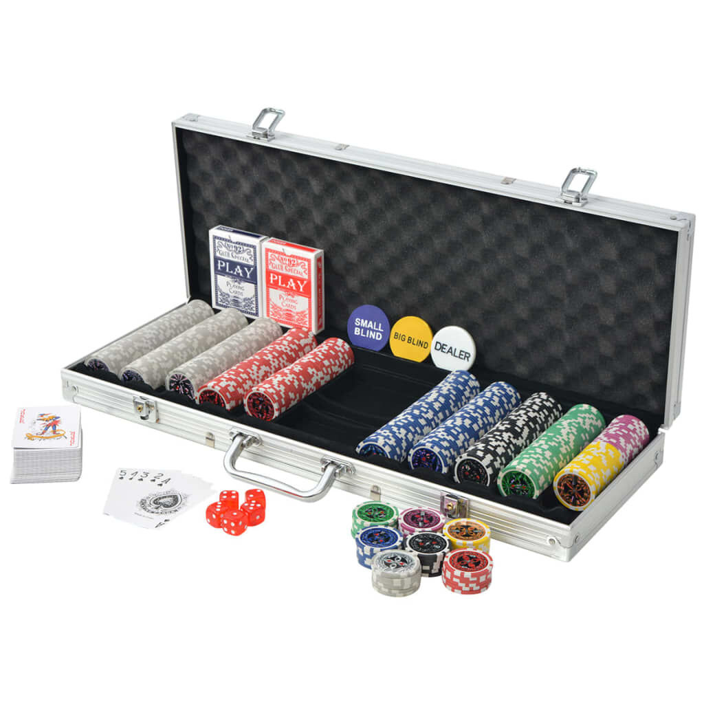 vidaXL Pokerset met 500 chips aluminium