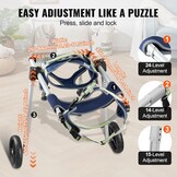 VEVOR Hondenrolstoel met 2 wielen voor achterpoten, huisdierrolstoel lichtgewicht en verstelbaar assisterend bij genezing, hondenwagen/rolstoel voor gewond, gehandicapten, verlamming, zwak huisdier