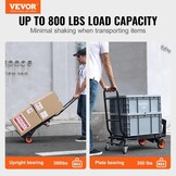 VEVOR 2-in-1 opvouwbare zakkenvrachtwagen 136kg laadvermogen transportvrachtwagen aluminiumlegering & koolstofstaal zakkenvrachtwagen platformvrachtwagen voor binnen buitenlaad transporttaken