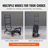 VEVOR 2-in-1 opvouwbare zakkenvrachtwagen 136kg laadvermogen transportvrachtwagen aluminiumlegering & koolstofstaal zakkenvrachtwagen platformvrachtwagen voor binnen buitenlaad transporttaken